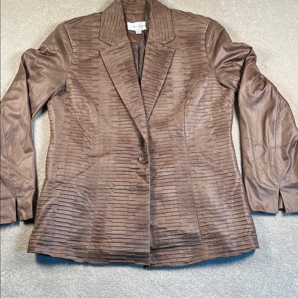 Erin London Blazer copper brown one button textured women's Small
